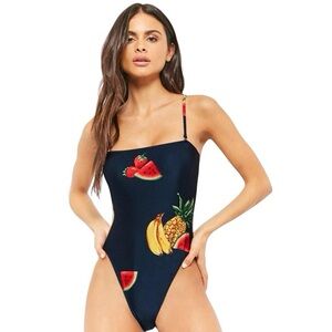 Navy Fruit Print One Piece Swimsuit